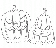 Deux citrouilles d'Halloween - coloriage n° 400