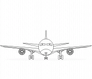 Avion de ligne, vue de face - coloriage n° 405
