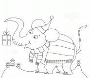 L'éléphant de Noël - coloriage n° 415