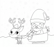 Le père Noël, et Rudolph le renne au nez rouge - coloriage n° 424