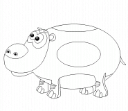 Hippopotame rigolo - coloriage n° 443