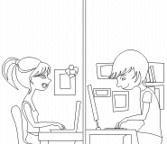 Amoureux tchatant sur internet... - coloriage n° 444