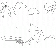 Plage, farniente et cocotiers ! - coloriage n° 457