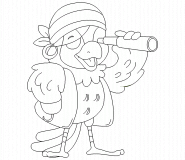 Perroquet pirate avec une longue-vue - coloriage n° 468