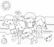 Cinq copains à la plage - coloriage n° 469