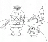 Atterrissage d'un martien et son fidèle robot - coloriage n° 490