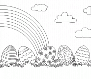 Oeufs de Pâques cachés dans l'herbe - coloriage n° 491