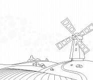 Moulin à vent sous un ciel nuageux - coloriage n° 495