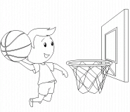 Joueur de basket-ball réalisant un slam dunk - coloriage n° 497
