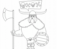 Viking avec sa hache et son bouclier - coloriage n° 500