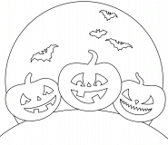  Citrouilles d'Halloween au clair de lune - coloriage n° 510