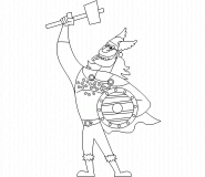 Viking armé d'une massue et d'un bouclier - coloriage n° 517