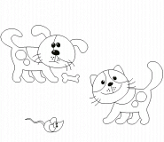 Le chien, le chat et la souris ! - coloriage n° 519