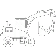 Pelleteuse sur roues à flèche monobloc - coloriage n° 554