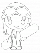 Lili la chipie avec son snowboard - coloriage n° 56