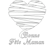 Bonne Fête Maman (coeur rouge enrubanné) - coloriage n° 560