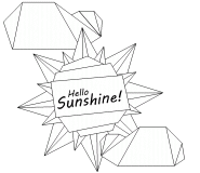 Soleil et deux nuages en origami - coloriage n° 572