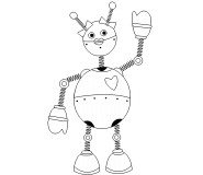 Robot rose avec la bouche en coeur - coloriage n° 581