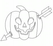 Citrouille d'Halloween percée d'une flèche - coloriage n° 592