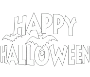 Logo "Happy Halloween" avec 2 Chauves-Souris - coloriage n° 594