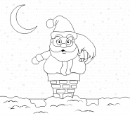Père Noël coincé dans la cheminée - coloriage n° 60
