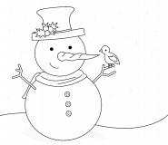 Le Bonhomme de neige et l'oiseau - coloriage n° 614