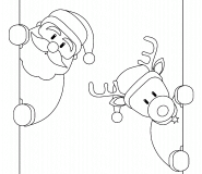 Le Père Noël avec l'un de ses rennes - coloriage n° 615