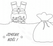 Le Père Noël descend dans la Cheminée - coloriage n° 620