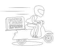 Livreur de pizza sur son scooter - coloriage n° 634