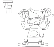 Chien funky jouant avec des ballons de Basket - coloriage n° 635