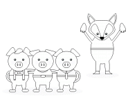 Les Trois Petits Cochons - coloriage n° 642