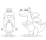 La princesse et le dragon - coloriage n° 643