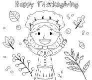 Petite pèlerine de Thanksgiving - Coloriage en ligne