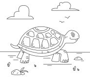 Tortue marchant dans l'herbe - coloriage n° 736