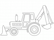 Un tracteur avec chargeur et pelle rétro - coloriage n° 743