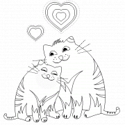 Deux gros chats très amoureux ! - coloriage n° 75