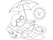 Garçon sur la plage ensoleillée - coloriage n° 751