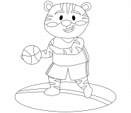 Tigre jouant au basket - coloriage n° 755