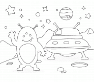 Alien posé sur la planète Mars - coloriage n° 769