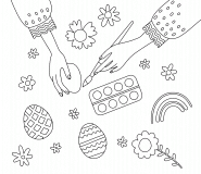 Décoration d'œufs de Pâques avec de la peinture - coloriage n° 795