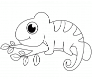 Caméléon sur à une branche d'arbre - coloriage n° 812