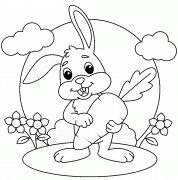 Lapin facétieux avec une grosse carotte - coloriage n° 813