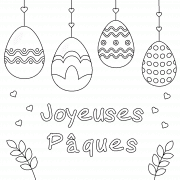 Oeufs de Pâques suspendus à des fils - coloriage n° 825