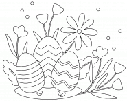 Œufs de Pâques avec des fleurs fraîches - coloriage n° 838