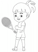 Jeune fille jouant au tennis - coloriage n° 864