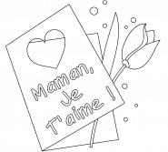 Carte de vœux "Maman Je T'aime" - coloriage n° 886