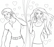 Couple d'amoureux au téléphone - coloriage n° 90