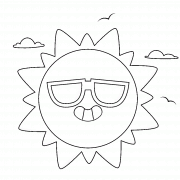 Soleil rigolo avec des lunettes - coloriage n° 906