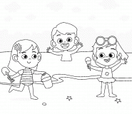 Enfants jouant à la plage - coloriage n° 907