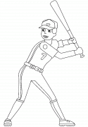 Batteur de baseball prêt à frapper la balle - coloriage n° 919